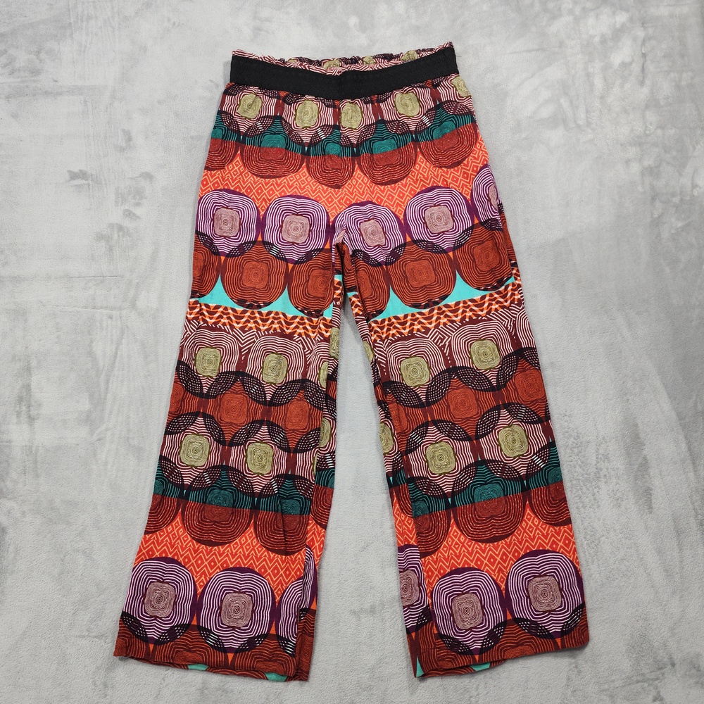 Maeve By Anthropologie Pants Womens L Multicolor Geometric Wide Leg Pull On Boho